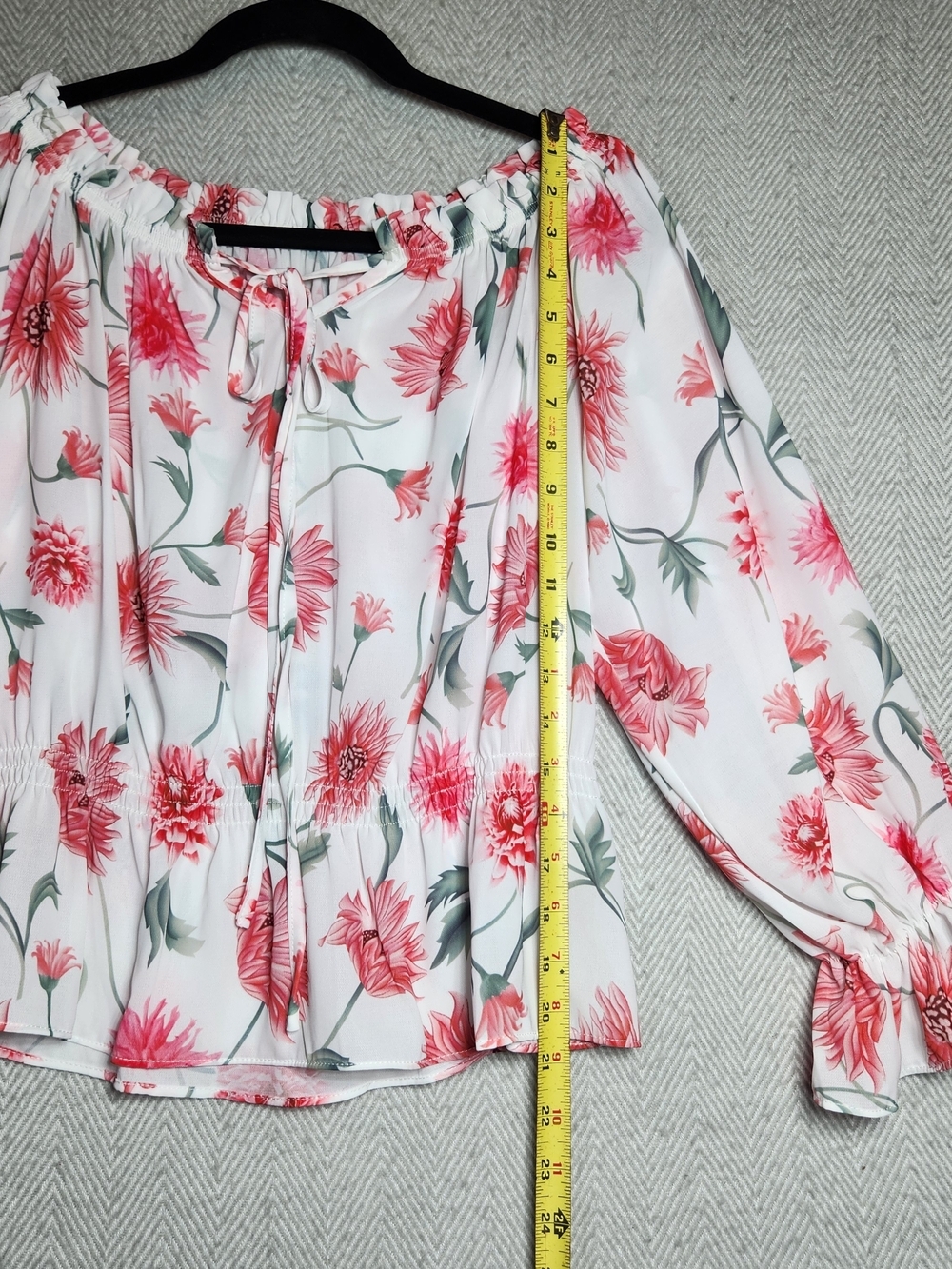 Floral Off-Shoulder Peasant Blouse white Pink Floral Womens Size S - Picture 6 of 9